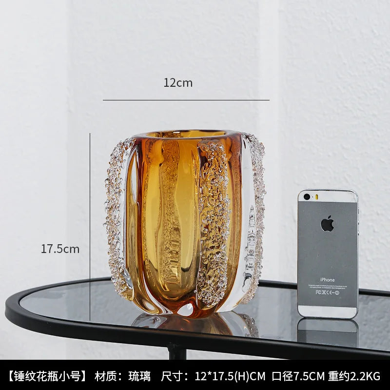 Modern Light Luxury Amber Glazed Art Vase Decoration Living Room Decoration porch Table Top Flower Arrangement Decoration